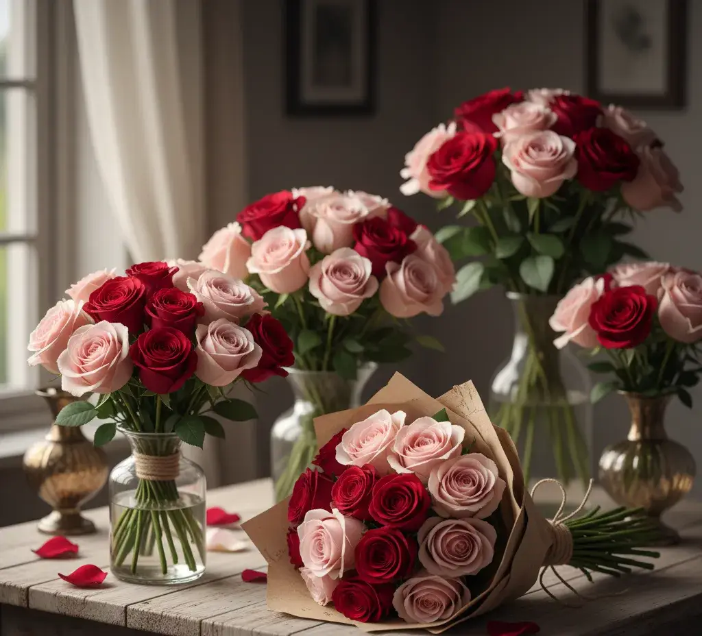 Forårsbuketter med tulipaner og påskeliljer